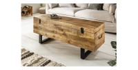 Table basse ou banc MERAX 115cm en bois de manguier vue de côté