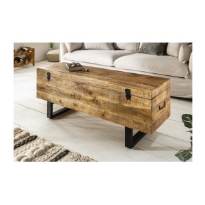 Table basse ou banc MERAX 115cm en bois de manguier vue de côté