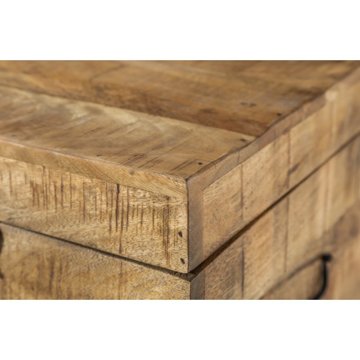 Zoom sur le coin de la table basse ou banc MERAX 115cm en bois de manguier