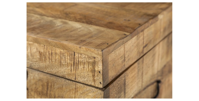 Zoom sur le coin de la table basse ou banc MERAX 115cm en bois de manguier