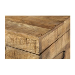 Zoom sur le coin de la table basse ou banc MERAX 115cm en bois de manguier