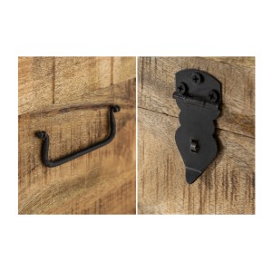 Zoom sur les détails de la table basse ou banc MERAX 115cm en bois de manguier