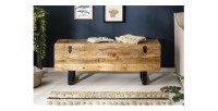 Table basse ou banc MERAX 115cm en bois de manguier vue de face