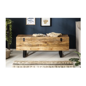 Table basse ou banc MERAX 115cm en bois de manguier vue de face