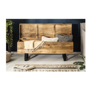 Table basse ou banc MERAX 115cm en bois de manguier ouvert