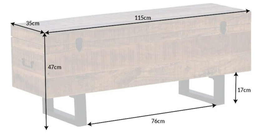 Table basse ou banc MERAX 115cm en bois de manguier dimensions