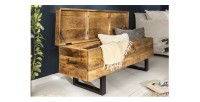 Table basse ou banc MERAX 115cm en bois de manguier ouvert vue de côté