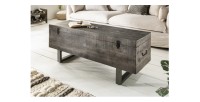 Table basse ou banc coffre MERAX 115cm grise vue de côté