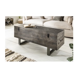Table basse ou banc coffre MERAX 115cm grise vue de côté