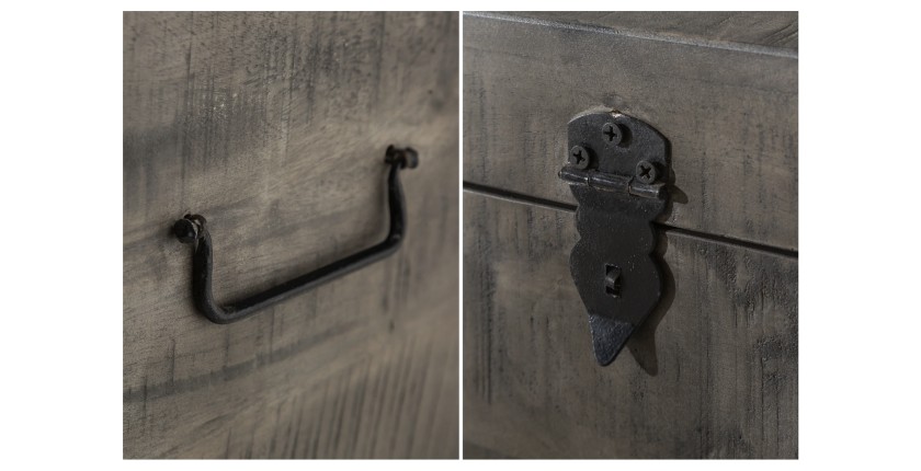 Zoom sur les détails de la table basse ou banc coffre MERAX 115cm grise