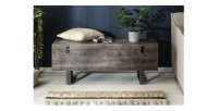 Table basse ou banc coffre MERAX 115cm grise vue de face