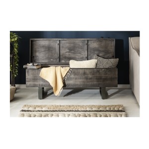 Table basse ou banc coffre MERAX 115cm grise ouverte