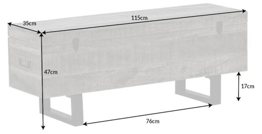 Table basse ou banc coffre MERAX 115cm grise dimensions