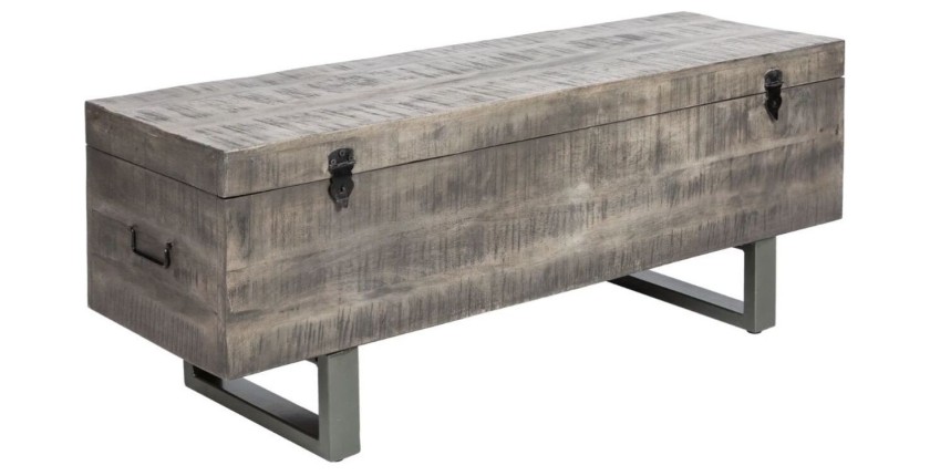 Table basse ou banc coffre MERAX 115cm grise