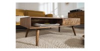 Table basse SCANI 100cm en bois de Sheesham vue de côté