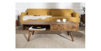 Table basse SCANI 100cm en bois de Sheesham vue de face
