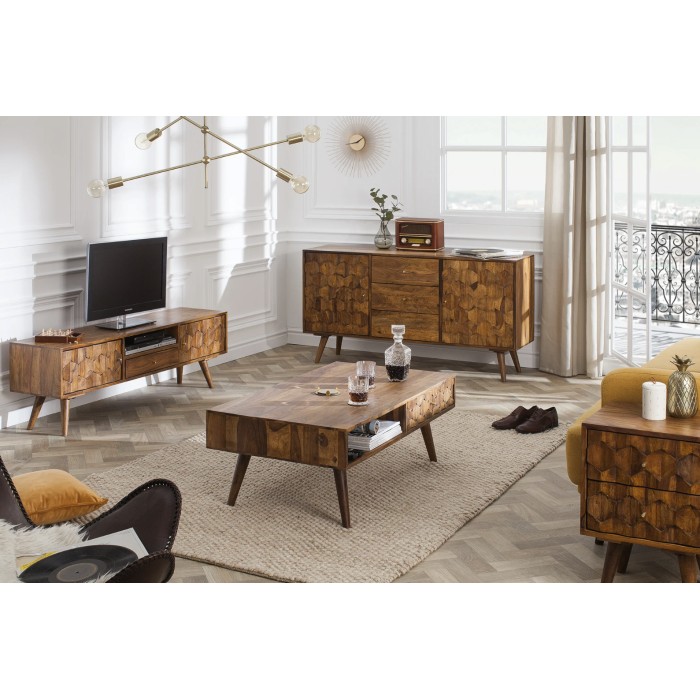 Table basse SCANI 100cm en bois de Sheesham vue éloignée
