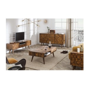 Table basse SCANI 100cm en bois de Sheesham vue éloignée