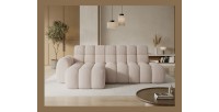Ecksofa BULLA, umwandelbar, 3-sitzig, beige – Cord samt elektrischer Sitzverlängerung
