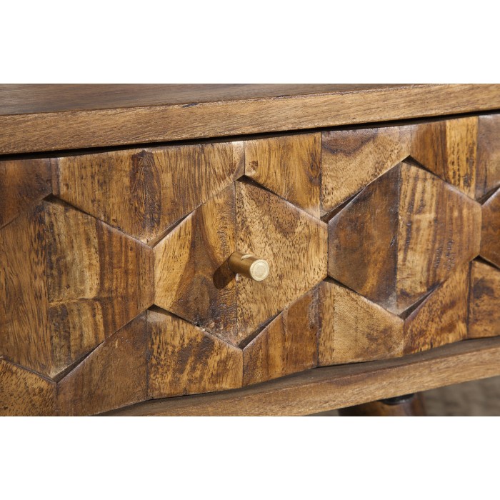 Zoom sur le tiroir de la table basse SCANI 100cm en bois de Sheesham