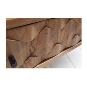 Zoom sur la façade du tiroir de la table basse SCANI 100cm en bois d'acacia