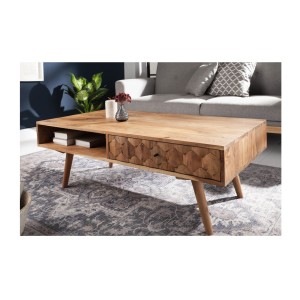 Table basse SCANI 100cm en bois d'acacia mise en situation