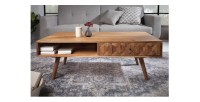 Table basse SCANI 100cm en bois d'acacia vue de face