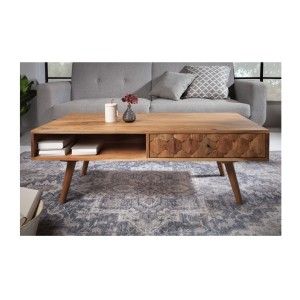 Table basse SCANI 100cm en bois d'acacia vue de face