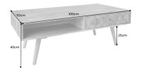 Table basse SCANI 100cm en bois d'acacia dimensions