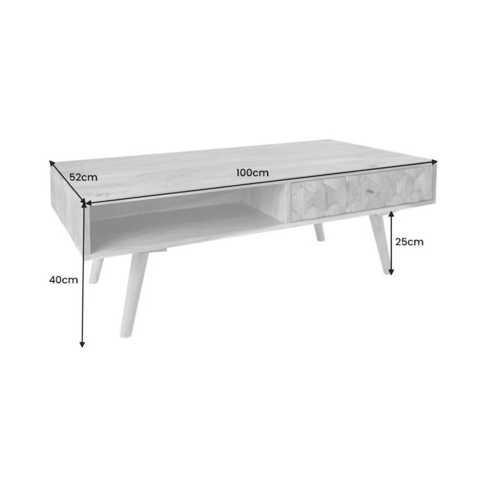 Table basse SCANI 100cm en bois d'acacia dimensions