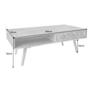 Table basse SCANI 100cm en bois d'acacia dimensions