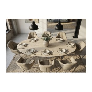 Zoom sur le plateau vu de haut de la table de salle à manger AVELIS 220cm