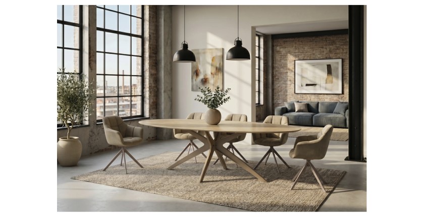 Table de salle à manger AVELIS 220cm dans un décor 3D