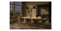 Table de salle à manger AVELIS 220cm vue éloignée et de nuit