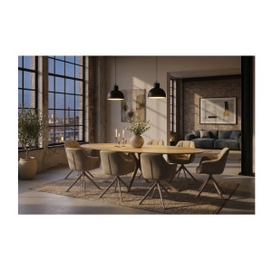 Table de salle à manger AVELIS 220cm dans un décor 3D de nuit