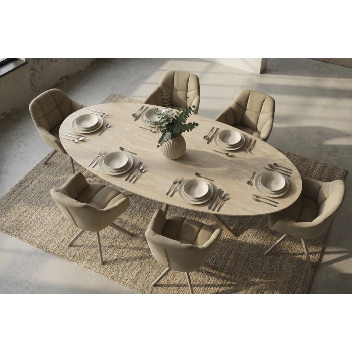 Zoom sur le haut de la table de salle à manger AVELIS 220cm