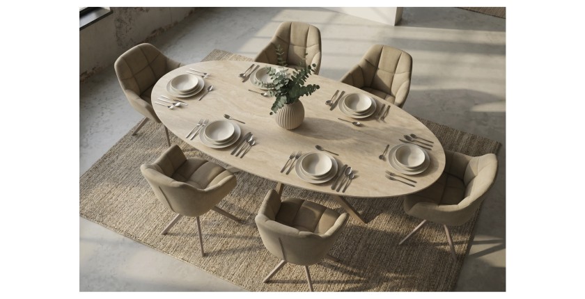 Zoom sur le haut de la table de salle à manger AVELIS 220cm
