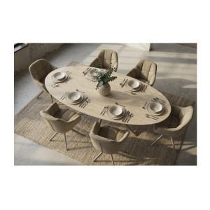Zoom sur le haut de la table de salle à manger AVELIS 220cm