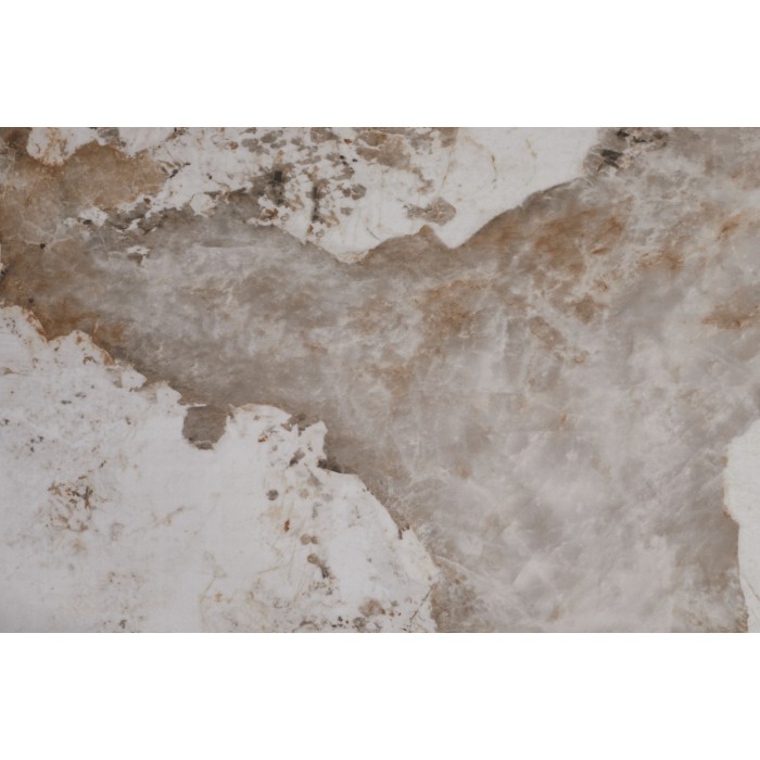 Tavolo da pranzo AVELIS ovale 220 cm in ceramica effetto marmo bianco e metallo bronzo