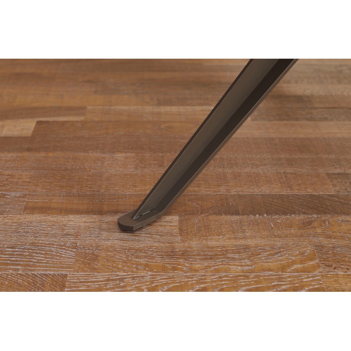 Tavolo da pranzo AVELIS ovale 220 cm in ceramica effetto marmo bianco e metallo bronzo