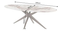 Table de salle à manger AVELIS 220cm effet marbre dimensions