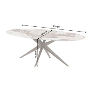 Table de salle à manger AVELIS 220cm effet marbre dimensions