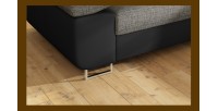 Canapé d’angle convertible MENTON gris bouclé – 4 places avec coffre et têtières