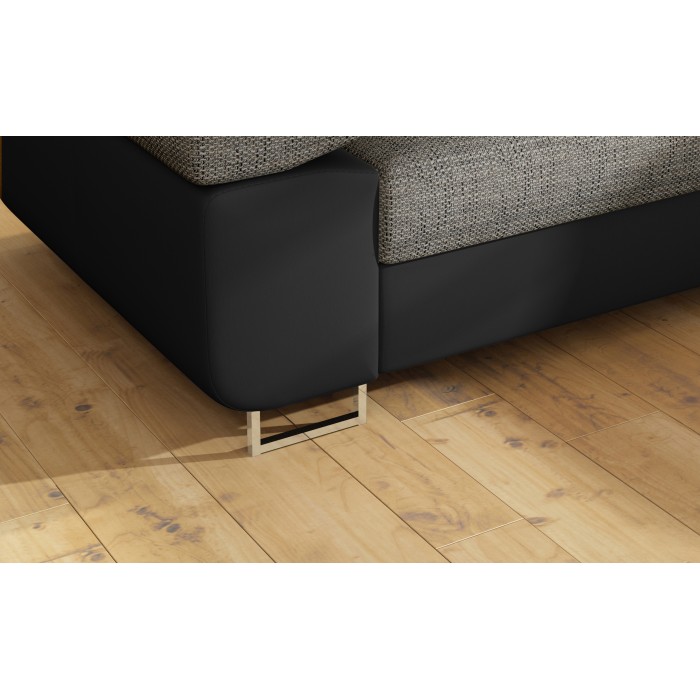 Canapé d’angle convertible MENTON gris bouclé – 4 places avec coffre et têtières