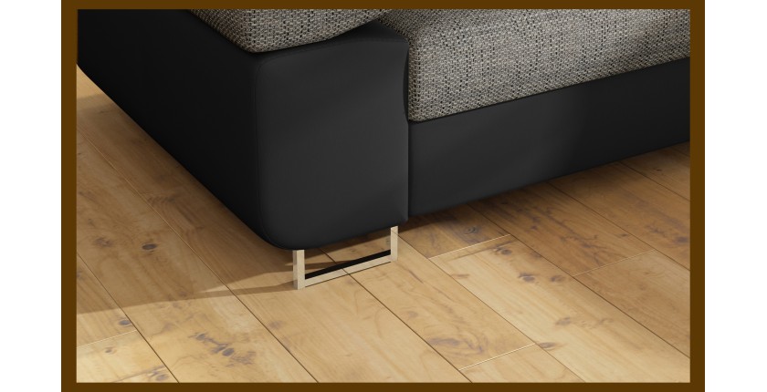 Canapé d’angle convertible MENTON gris bouclé – 4 places avec coffre et têtières