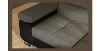 Canapé d’angle convertible MENTON gris bouclé – 4 places avec coffre et têtières