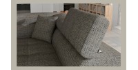 Canapé d’angle convertible MENTON gris bouclé – 4 places avec coffre et têtières