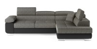 Canapé d’angle convertible MENTON gris bouclé – 4 places avec coffre et têtières