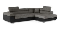 Canapé d’angle convertible MENTON gris bouclé – 4 places avec coffre et têtières