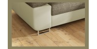 Canapé d’angle convertible MENTON beige bouclé – 4 places avec coffre et têtières